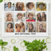 21フォトコラージュ – カスタム文字 – 白黒 キッチンタオル (折り畳み)