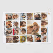 21フォトコラージュ – カスタム文字 – 白黒 ゴルフタオル (横)