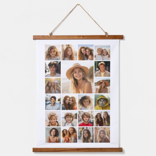 21フォトコラージュ – 1つの写真がハイライト表示 吊り下げ型タペストリー (正面)