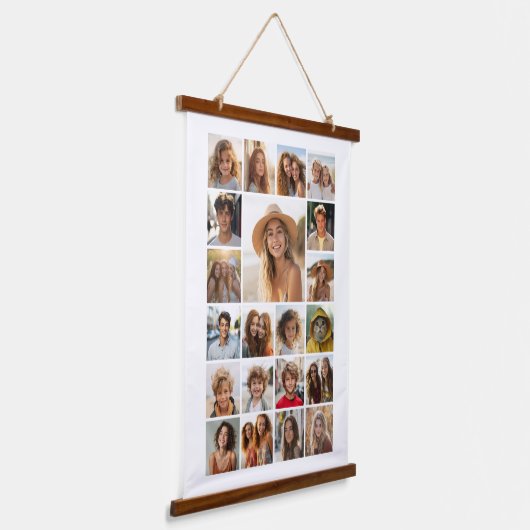 21フォトコラージュ – 1つの写真がハイライト表示 吊り下げ型タペストリー (傾斜あり)