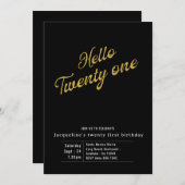 21ブラック金ゴールドモダン21歳 招待状 (正面/裏面)