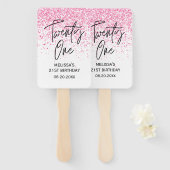 21ホットピきらめくンクグリッター誕生日 ハンドファン (正面&裏面)