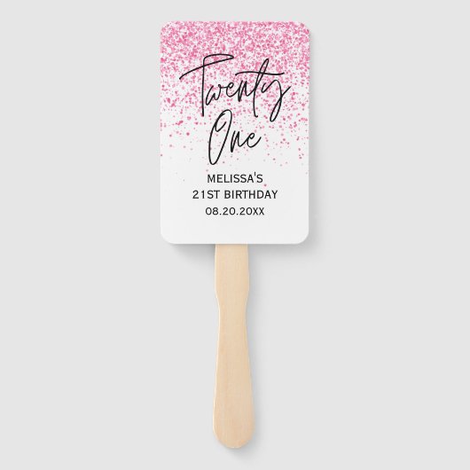 21ホットピきらめくンクグリッター誕生日 ハンドファン (裏面)