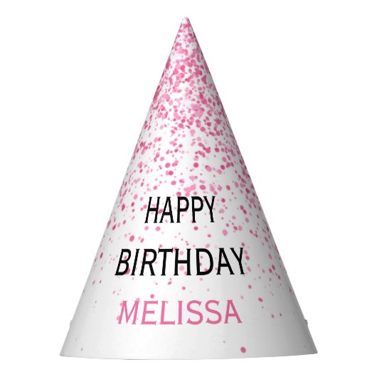 21ホットピきらめくンクグリッター誕生日 パーティーハット (正面)