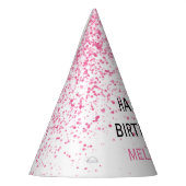 21ホットピきらめくンクグリッター誕生日 パーティーハット (左)