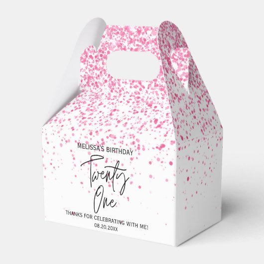 21ホットピきらめくンクグリッター誕生日 フェイバーボックス (正面サイド)