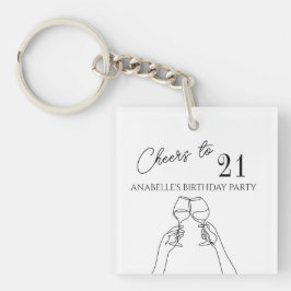 21モダンエレガント歳の誕生日パーティーにシックな応援 キーホルダー