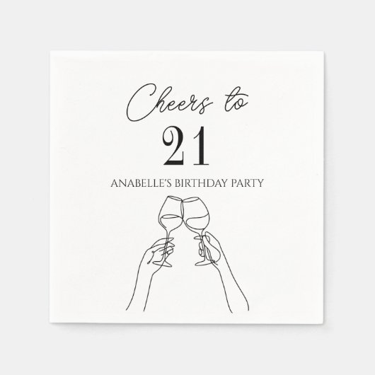 21モダンエレガント歳の誕生日パーティーにシックな応援 スタンダードカクテルナプキン (正面)
