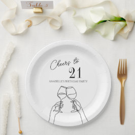 21モダンエレガント歳の誕生日パーティーにシックな応援 ペーパープレート
