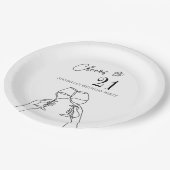 21モダンエレガント歳の誕生日パーティーにシックな応援 ペーパープレート (アングル)