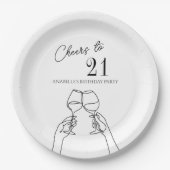 21モダンエレガント歳の誕生日パーティーにシックな応援 ペーパープレート (正面)