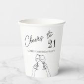 21モダンエレガント歳の誕生日パーティーにシックな応援 紙コップ (正面)