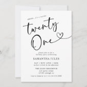 21モダンエレガント歳の誕生日パーティー 招待状 (正面)