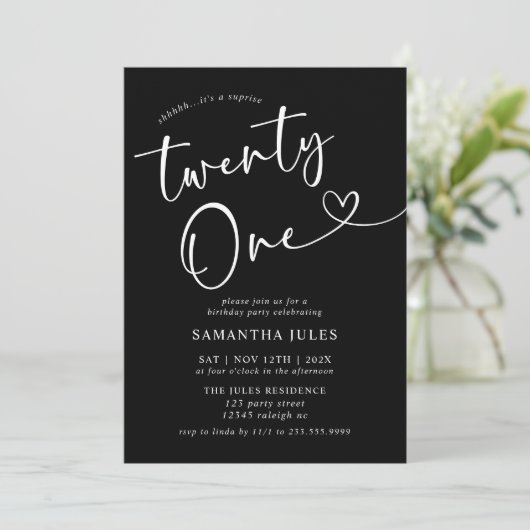 21モダンエレガント歳の誕生日パーティー 招待状 (スタンド正面)