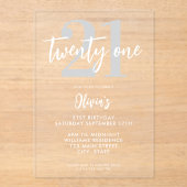 21モダンエレガント歳の誕生日 アクリル招待状 (正面)