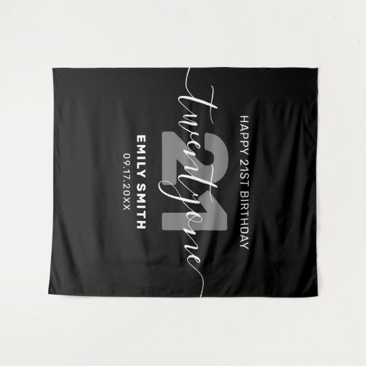 21モダンエレガント歳の誕生日 タペストリー (正面(横))