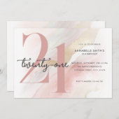 21モダンエレガント歳の誕生日 招待状 (正面/裏面)