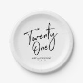 21モダンレタリング21歳の誕生日紙プレート ペーパープレート (正面)