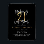 21モダン歳の誕生日タイポグラフィブラックと金ゴールド マグネット<br><div class="desc">21モダン歳誕生日タイポグラフィブラックと金ゴールド効果誕生日の招待。スクリモダンプト文字スタイリッシュデザイン。コレクションの一部。</div>