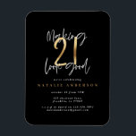 21モダン歳の誕生日タイポグラフィブラックと金ゴールド マグネット<br><div class="desc">21モダン歳誕生日タイポグラフィブラックと金ゴールド効果誕生日の招待。スクリモダンプト文字スタイリッシュデザイン。コレクションの一部。</div>