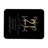 21モダン歳の誕生日タイポグラフィブラックと金ゴールド マグネット (横)