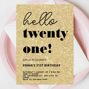 21モダン歳の誕生日 招待状