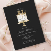 21モダン歳エレガント誕生日の黒人招待 招待状