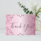 21モダン誕生日ピンクグリッタースパークル サンキューカード (スタンド正面)
