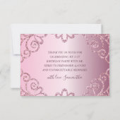 21モダン誕生日ピンクグリッタースパークル サンキューカード (裏面)