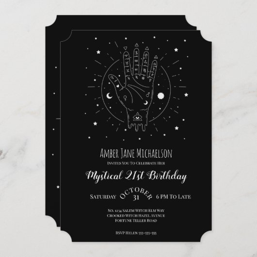 21モダン誕生日占い師登録簿魔法 招待状 (正面/裏面)