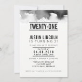 21モダンST誕生日パーティー招待状型ブラック 招待状 (正面)