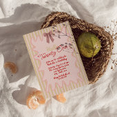 21レトロ手弓絵を描波状フレーム誕生日 招待状