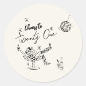 21レトロ手描き沿岸牛ガール誕生日 ラウンドシール (正面)