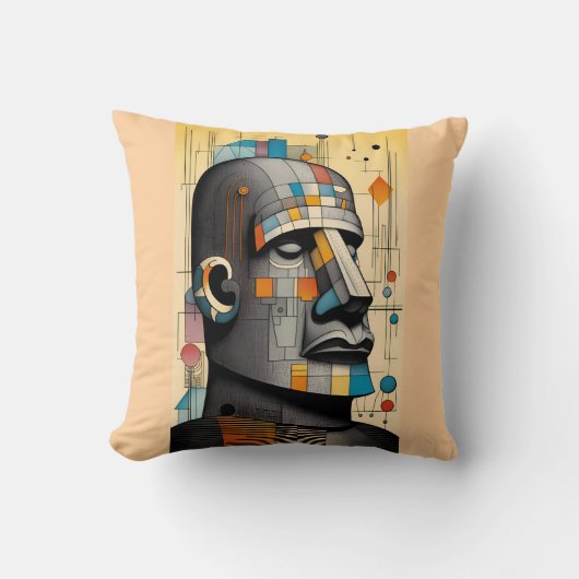 21世紀モアイ – ケン・ゲージ・ティキ・アート クッション (正面)