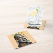 21世紀モアイ – ケン・ゲージ・ティキ・アート スクエアペーパーコースター (インサイチュ)