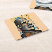 21世紀モアイ – ケン・ゲージ・ティキ・アート スクエアペーパーコースター (アングル)