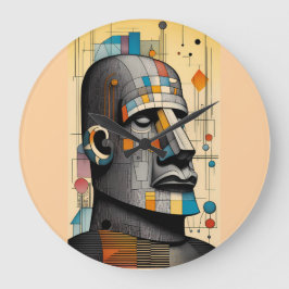 21世紀モアイ – ケン・ゲージ・ティキ・アート ラージ壁時計