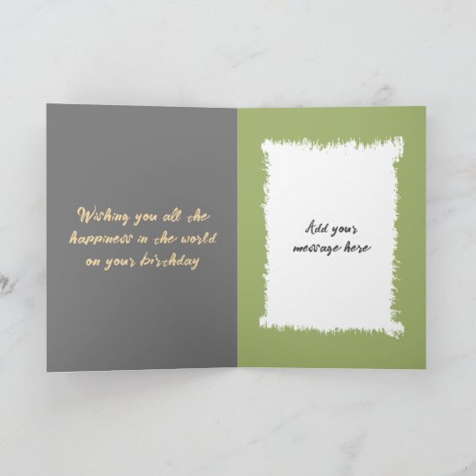 21今日の写真を追加し、灰色の茶色の誕生日に名前 カード (内部)