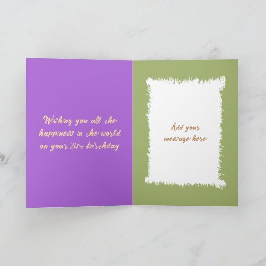21今日の追加フォトエイジ名パープル誕生日 カード (内部)