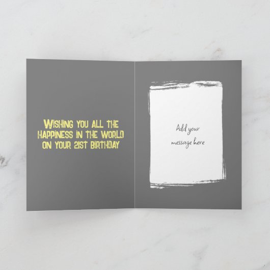 21今日は彼の灰色の黄色の誕生日の写真を追加 カード (内部)