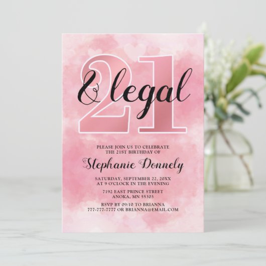 21件と法定ピンクの招待状 招待状 (スタンド正面)