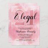 21件と法定ピンクの招待状 招待状 (正面/裏面)