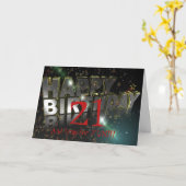 21及びおもしろい誕生日カード カード (黄色い花)