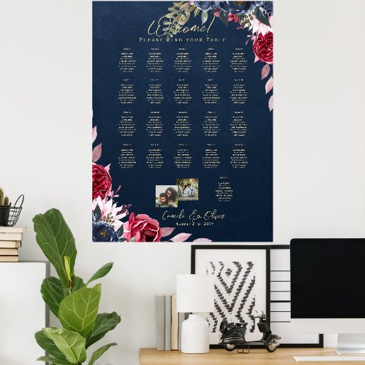 21台の座席表の写真の歓迎の名結婚前 ポスター (ホームオフィス)