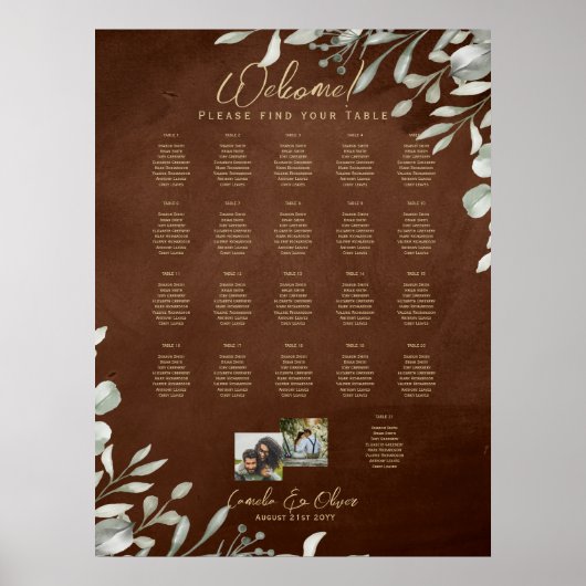 21台の座席表の写真の歓迎の名結婚前 ポスター (正面)