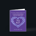 21周年イオライト結婚記念日ハート姉妹カード カード<br><div class="desc">21周年結婚記念日紫青色パーソナライズカード。 このイオライト宝石効果の結婚記念日カードを、あなた達の関係、結婚年数、オリジナルのメッセージでカスタマイズ。 例:姉妹と義兄に贈る、2008年5月25日~2029年のイオライト結婚記念日。 イオライト・ハートエフェクト・アート&デザイン:Sarah Trett。 www.sarahtrett.com www.mylittleeden.com</div>