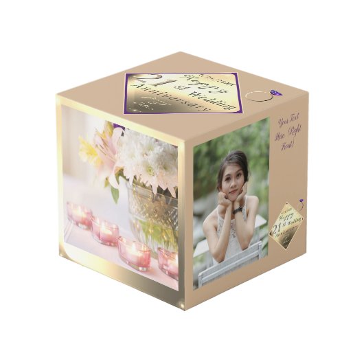 21周年結婚記念ブラスキューブ フォトキューブ (正面アングル)