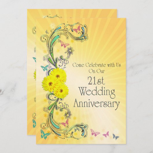 21周年結婚記念日パーティー招待状 招待状 (正面/裏面)