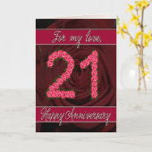 21周年記念のカード　バラと葉っぱ カード (黄色い花)