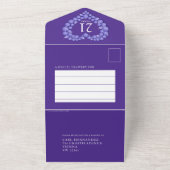 21周年記念の日付に、アイオライトの結婚記念日の紫色を オールインワン招待状 (外側)